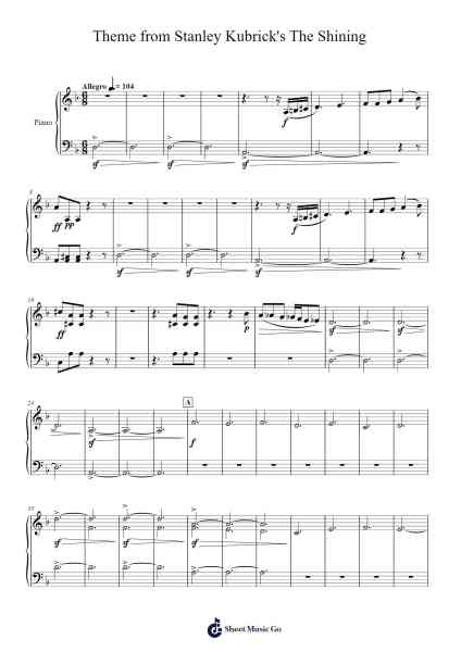 Theme from Stanley Kubrick's The Shining Sheet Music by Hector Berlioz-Arr.Diapenn