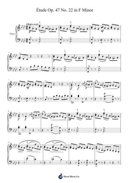 Étude Op. 47 No. 22 in F Minor Sheet Music by Stephen Heller-Arr.Nanzie