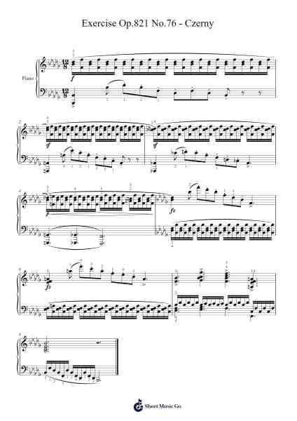 Exercise Op. 821 No. 76 Sheet Music by Carl Czerny-Arr.Payyule