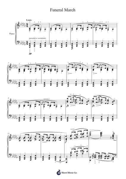 Piano Sonata No. 2 in B-flat minor, Op. 35: III. Marche funèbre Sheet Music by Frédéric Chopin-Arr.Popbraith Cookryl