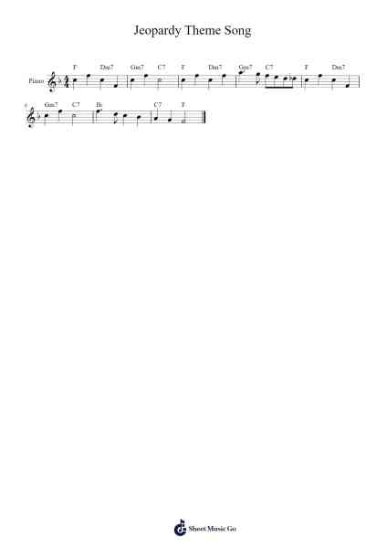 Jeopardy Theme Song Sheet Music by Merv Griffin-Arr.Losopp Webslin