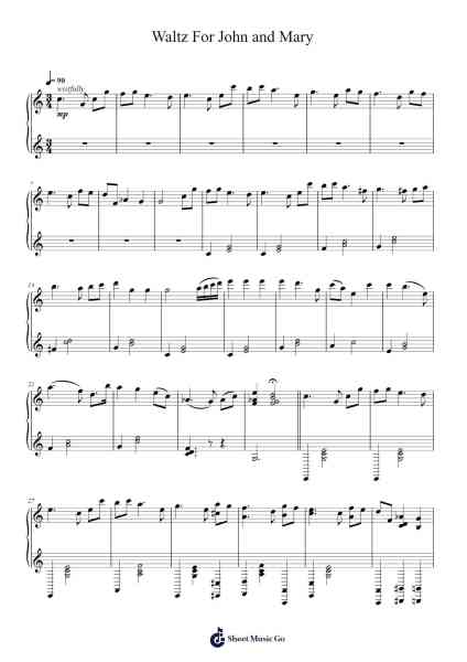 Waltz For John and Mary Sheet Music by Misc Television-Arr.Janedo