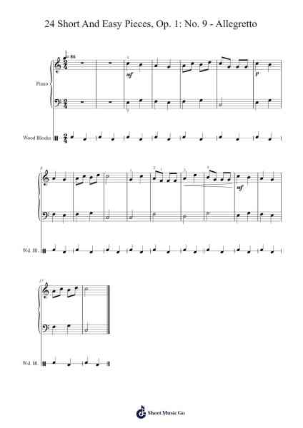 24 Short And Easy Pieces, Op. 1: No. 9 - Allegretto Sheet Music by Alexander Reinagle-Arr.Gailmand