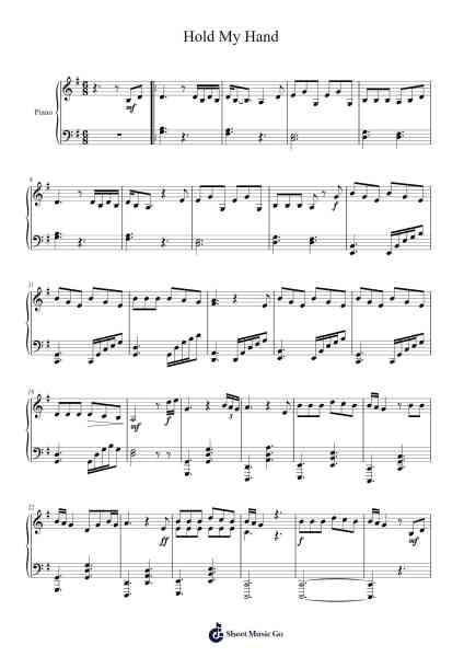 Hold My Hand Ноты для фортепиано от Lady Gaga-Arr.Stowemon