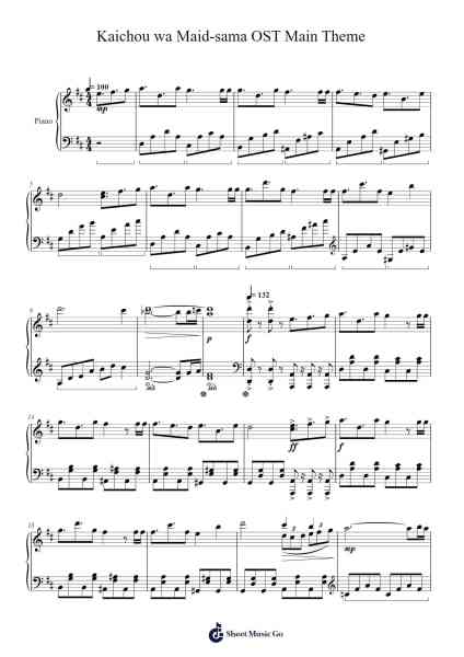 Kaichou wa Maid-sama OST Main Theme Sheet Music by Misc Soundtrack-Arr.Blithediah