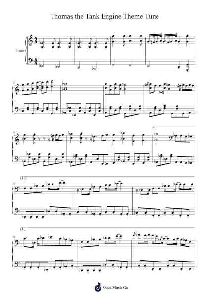 Thomas the Tank Engine Theme Tune Sheet Music by Misc Cartoons-Arr.Crodre Kipqe