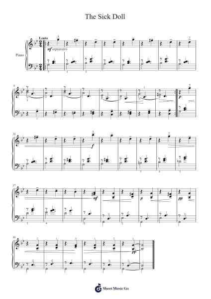The Sick Doll, Op. 39 No. 7 Sheet Music by Pyotr Ilyich Tchaikovsky-Arr.Browningking
