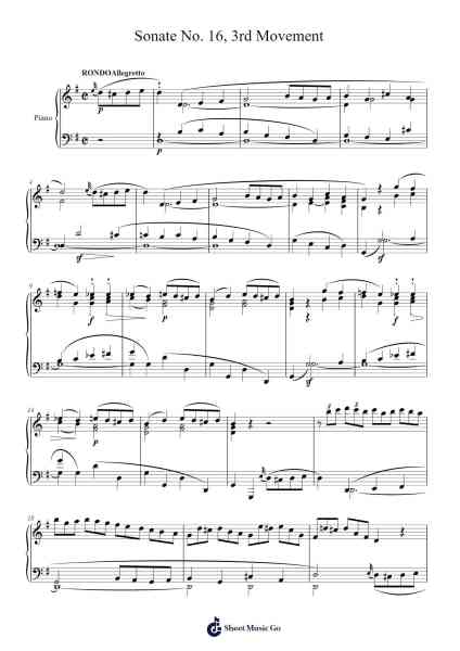 Sonata No. 16 in C Major, K. 545: III. Rondo Sheet Music by Ludwig van Beethoven-Arr.Faithevice