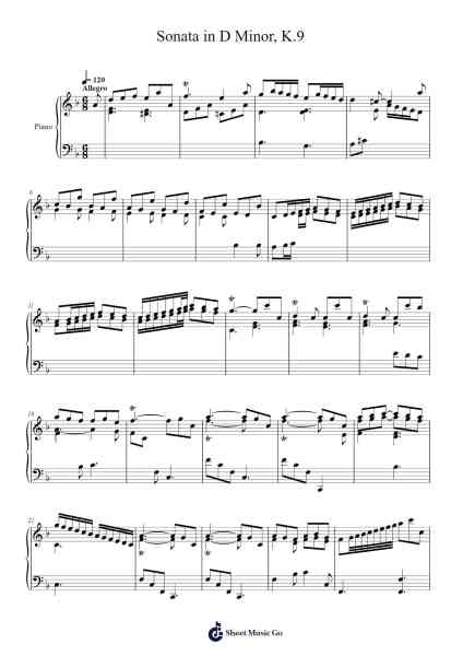 Sonata in D Minor, K. 9 Sheet Music by Giuseppe Domenico Scarlatti-Arr.Boyleva Efglan