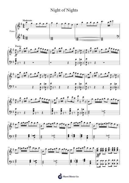 Night of Nights Sheet Music by Touhou-Arr.Quinncol