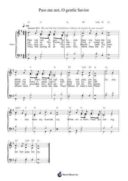 Pass me not, O gentle Savior Sheet Music by W. H. Doane-Arr.Cookjoe