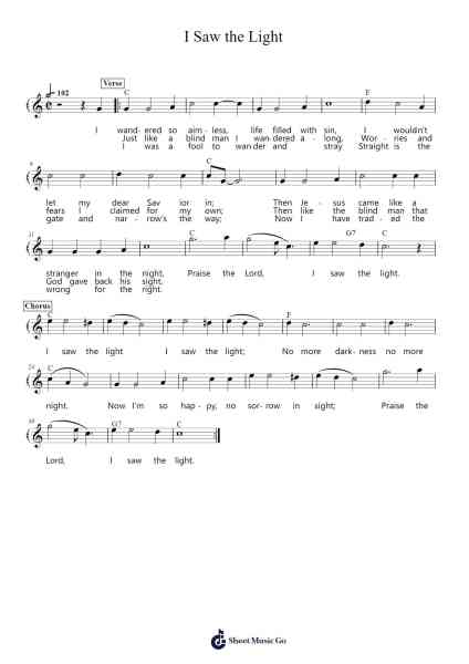 I Saw the Light Sheet Music by Hank Williams-Arr.Marmo
