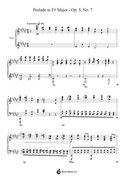 Prelude in F# Major - Op. 5, No. 7 Sheet Music by Ramskay-Arr.Cookegil
