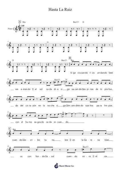 Hasta La Raiz Sheet Music by Natalia Lafourcade-Arr.Hartkeats