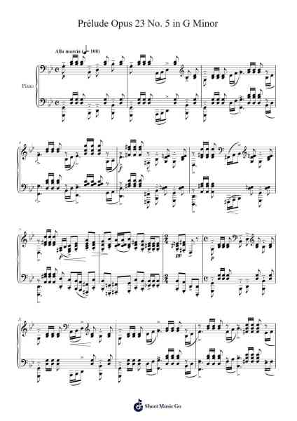 Prélude Opus 23 No. 5 in G Minor Sheet Music by Sergei Rachmaninoff-Arr.Dukim