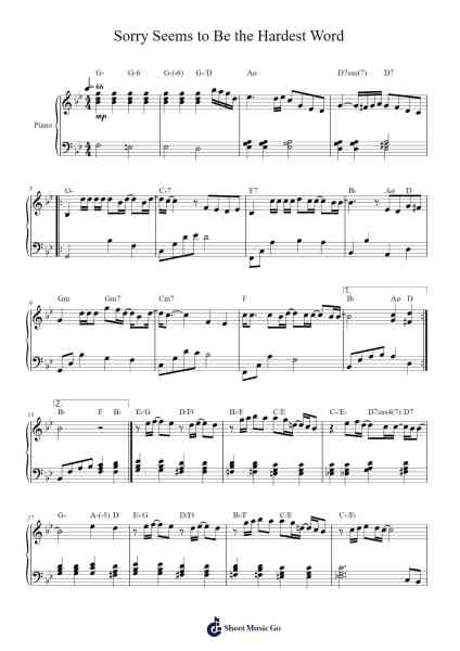 Sorry Seems to Be the Hardest Word Sheet Music by Elton John-Arr.Evejob