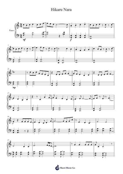 Hikaru Nara Sheet Music by Goose House-Arr.Melra Consmer