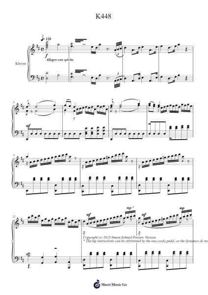 K448 Sheet Music by W.A. Mozart-Arr.Fagee