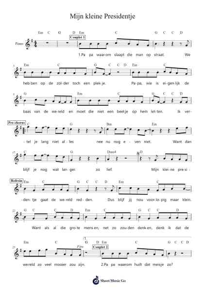 Mijn kleine Presidentje Sheet Music by Jaap Reesema-Arr.Jonessibyl Midsopp