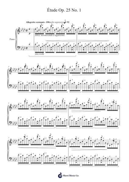 Study No. 24 on Chopin's Étude Op. 25 No. 1 Sheet Music by Leopold Godowsky-Arr.Ogreen Belker