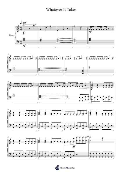 Whatever It Takes Sheet Music by Imagine Dragons-Arr.Larple