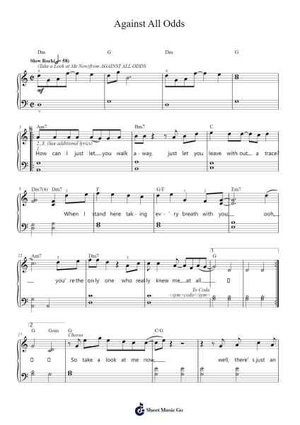 Against All Odds Sheet Music by Phil Collins-Arr.Churmike
