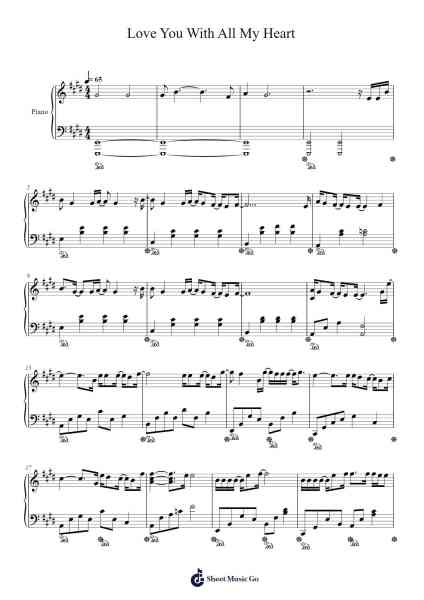 Love You With All My Heart Sheet Music by Crush/Nam Hye Seung/Kim Kyung Hee-Arr.Sufe Hodnions