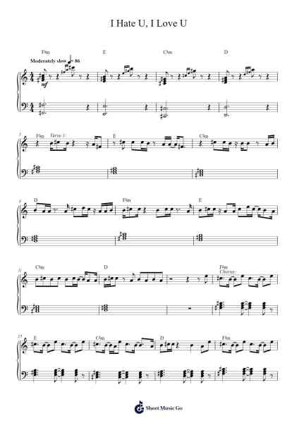 I Hate U, I Love U Sheet Music by Gnash/Olivia O'Brian-Arr.Turdrea