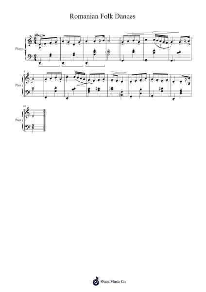 Romanian Folk Dances, Sz. 56: No. 2 Peasant Costume Sheet Music by Béla Bartók-Arr.Gillnise