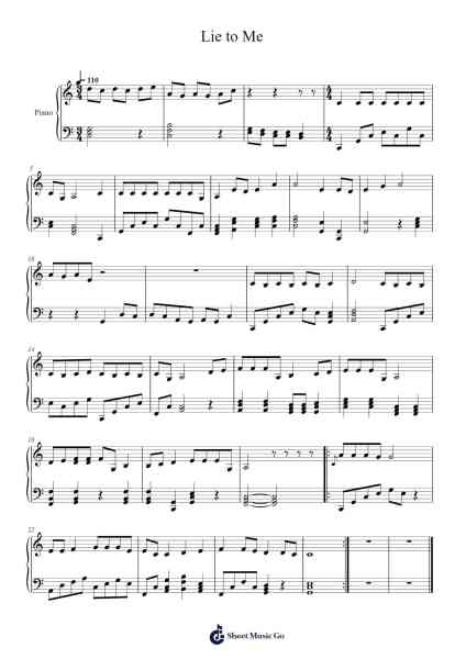Lie to Me Sheet Music by Jonny Lang-Arr.Cashshop