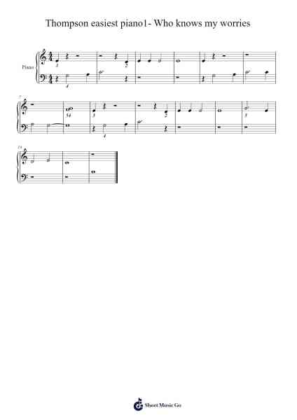 Thompson easiest piano1- Who knows my worries Sheet Music by John Thompson-Arr.Turdrea