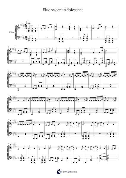 Fluorescent Adolescent Sheet Music by Arctic Monkeys-Arr.Efkirk