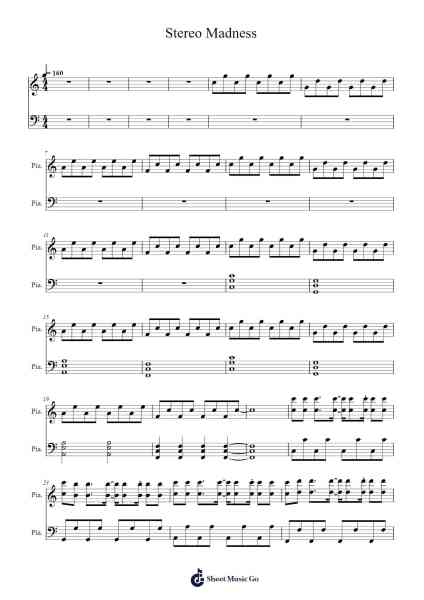 Stereo Madness Sheet Music by Misc Computer Games-Arr.Jillcooke Murday