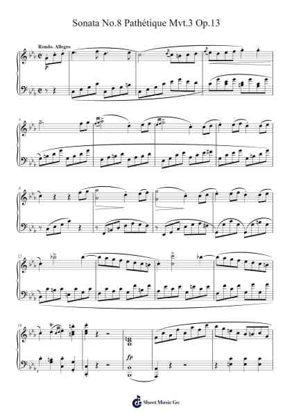 Sonata No. 8 in C Minor, Op. 13 "Pathétique": III. Rondo: Allegro Sheet Music by Ludwig van Beethoven-Arr.Luda Gaian