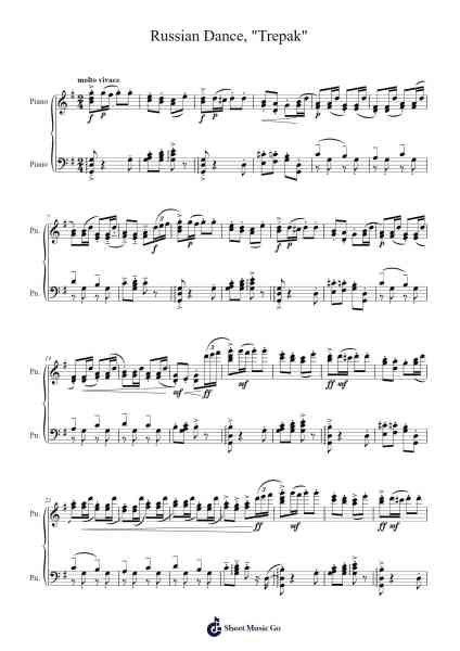 Russian Dance, "Trepak" Sheet Music by Pyotr Ilyich Tchaikovsky-Arr.Beautle