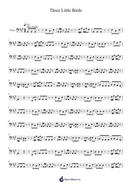 Three Little Birds Sheet Music by Bob Marley-Arr.Bingpiers Georlance