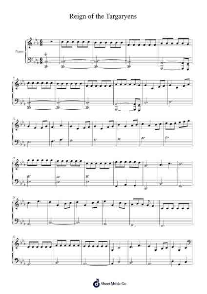 Reign of the Targaryens Sheet Music by Ramin Djawadi-Arr.Anolds
