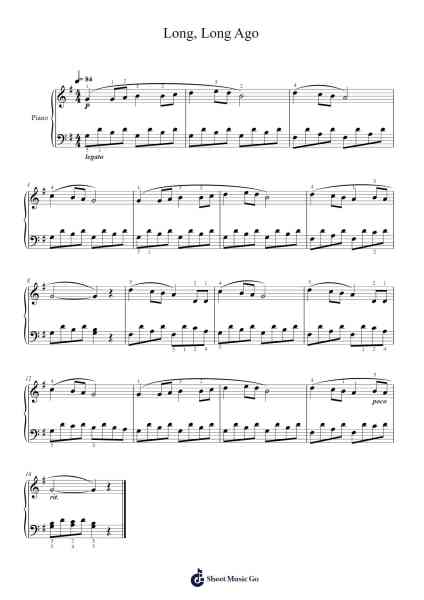 Long, Long Ago Sheet Music by Thomas Haynes Bayly-Arr.Edlup Denlouie