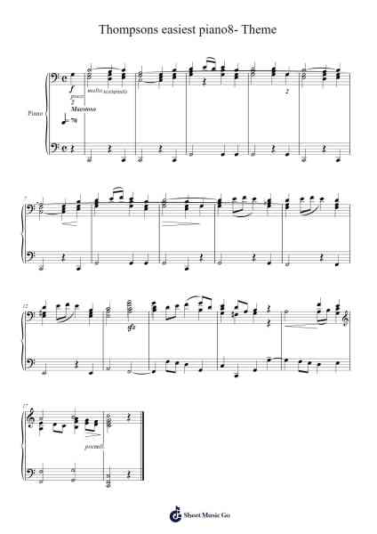 Thompsons easiest piano8- Theme Sheet Music by John Thompson-Arr.Humbryce Vanral