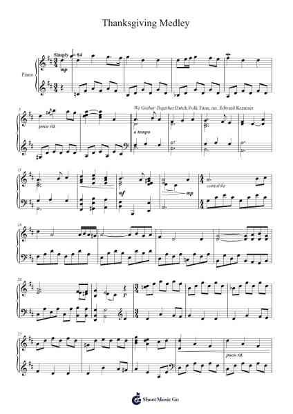 Thanksgiving Medley Sheet Music by Lesrett-Arr.Moisham Whcky