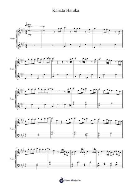 Kanata Haluka Sheet Music by RADWIMPS-Arr.Besder