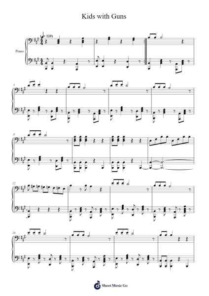 Kids with Guns Sheet Music by Gorillaz-Arr.Pullzie Willmiles