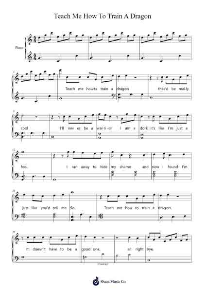 Teach Me How To Train A Dragon Sheet Music by Misc Cartoons-Arr.Fowcoln