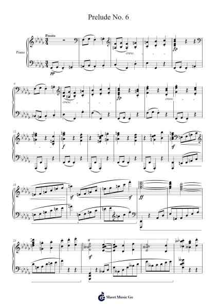 Prelude No. 6 Sheet Music by Seges-Arr.Asdict