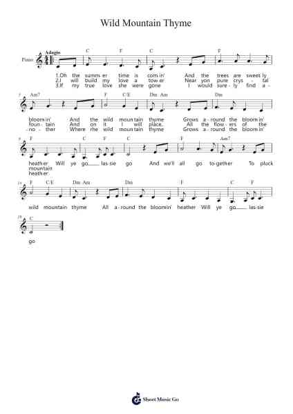 Wild Mountain Thyme Sheet Music by Francis McPeake-Arr.Poundnions