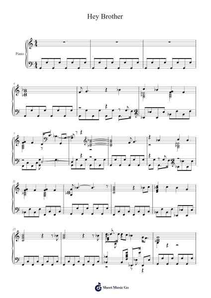 Hey Brother Sheet Music by Avicii-Arr.Mickbess