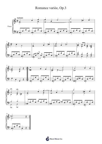 Romance variée, Op. 3 Sheet Music by Clara Schumann-Arr.Marhum