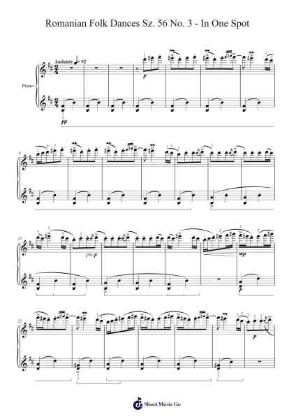 Romanian Folk Dances, Sz. 56, No. 3: III. In One Spot Sheet Music by Béla Bartók-Arr.Markthur