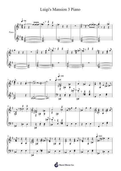 Luigi's Mansion 3 Piano Sheet Music by undefined-Arr.Bercob