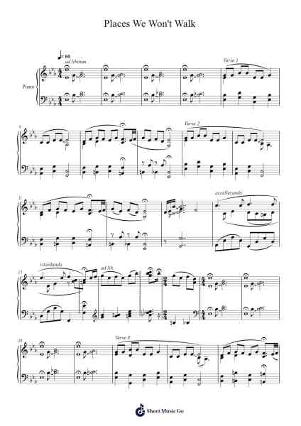 Places We Won't Walk Sheet Music by Bruno Major-Arr.Vanckey Housetia